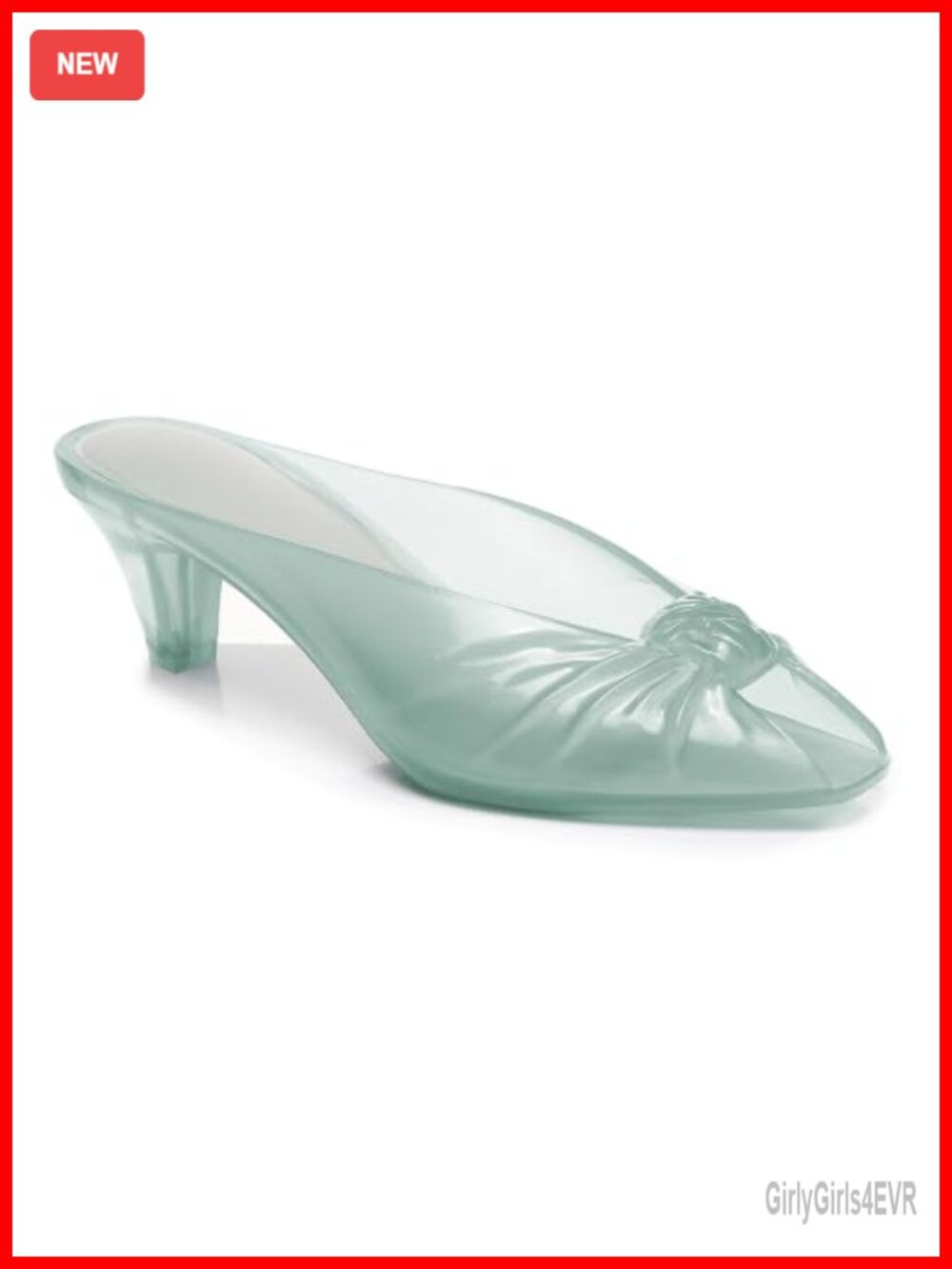 Clear PVC Jelly Kitten Heel Mules Twist Knot Slip On Square Toe Sandals